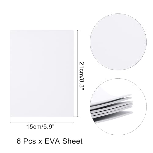 uxcell White EVA Foam Sheets, 7.9x5.9in 2mm Thick Handicraft Foam Paper for DIY Craft Projects Art Card Party Decoration, 6 Pcs - color: White