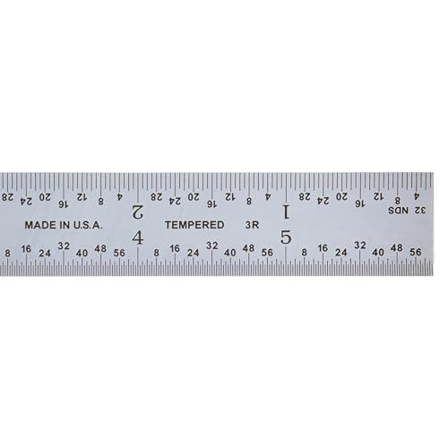 Made in USA 6" Metal Ruler, Rigid | Steel Measuring Tool, 3R Graduation - color: Carbon Steel-Rigid, size: 6"
