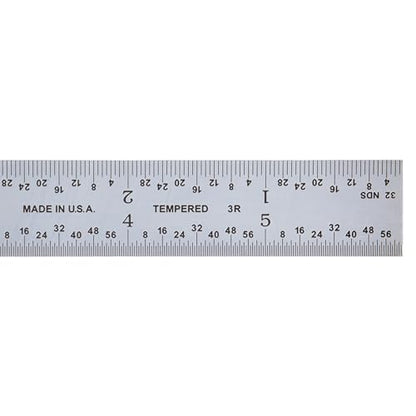 Made in USA 6" Metal Ruler, Rigid | Steel Measuring Tool, 3R Graduation - color: Carbon Steel-Rigid, size: 6"