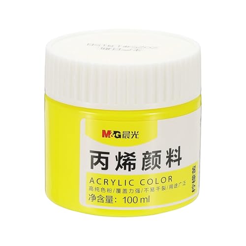 PATIKIL M&G Acrylic Paint, 3.38 Fl Oz(100ml) Matte Finish Rich Pigments Waterproof Art Painting Supplies for Fabric Canvas Wood Leather Stone Cloth, Lemon Yellow - color: Lemon Yellow