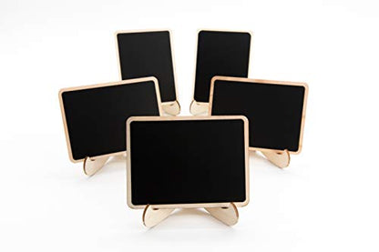 DSTELIN 10 Pack Mini Chalkboards Signs with Easel Stand, Small Rectangle Chalkboards Blackboard, Wood Place Cards for Weddings, Birthday Parties, Message Board Signs and Event Decoration