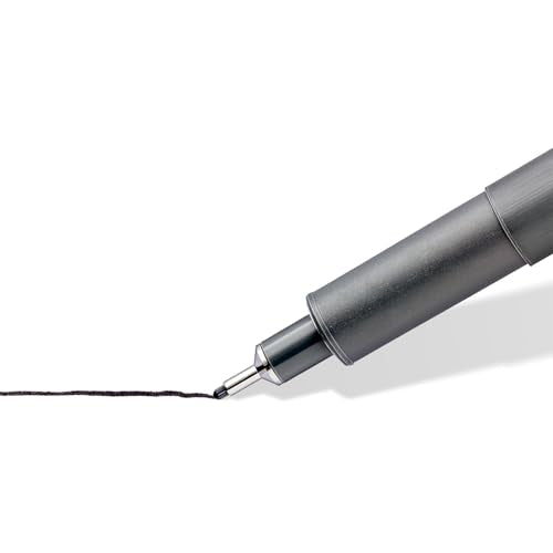 STAEDTLER 308 Pigment Liner Fineliner Pen - Ideal for Writing, Sketching, Technical Drawing, Marking Out - Black Ink - In Envelope Gift Packaging - 0.05mm Extra Fine Nib Size - Pack of 3