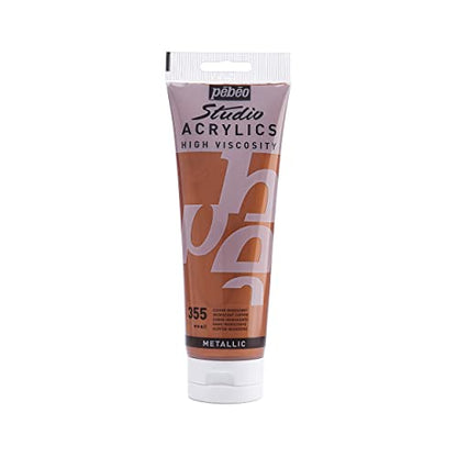 Pebeo Studio Acrylics High Viscosity, Fine Acrylic, 250 ml - Iridescent Copper - color: Iridescent Copper