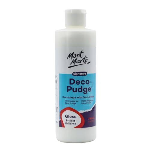 Mont Marte Deco Pudge Craft Varnish Signature 236ml (8 US fl.oz) – Gloss, Multi-Purpose Clear Craft Sealer, Varnish and Decoupage Glue, Ideal for Acrylic Paints, Paper, Wood, Ceramics, Fabrics, Clay - color: Gloss, size: 8 US fl oz