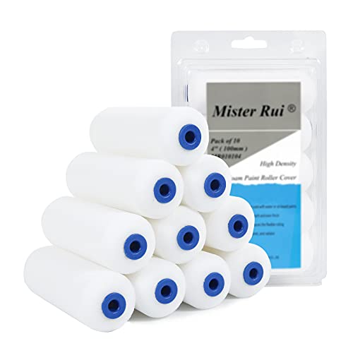 Mister Rui 4 Inch Foam Paint Roller Covers, 10-Pack for Cabinets & Doors - color: 10 Pcs 4" Double-rounded