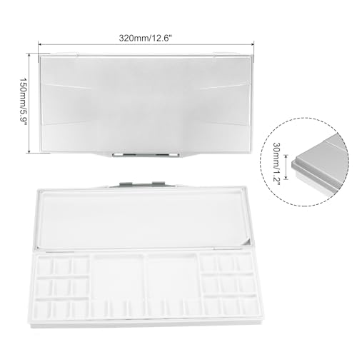 PATIKIL 24 Wells Paint Storage Box, Airtight Folding Detachable with 3 Extra Area Painting Palette for Watercolor Gouache Acrylic Oil Paint, Silver - color: Silver