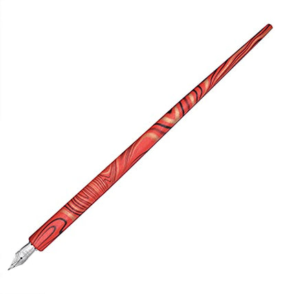 Gullor Wooden Dip Pen Calligraphy Set with Black Ink & 6 Nibs for Beginners, Kids, Writing, Signatures and Drawing, Red