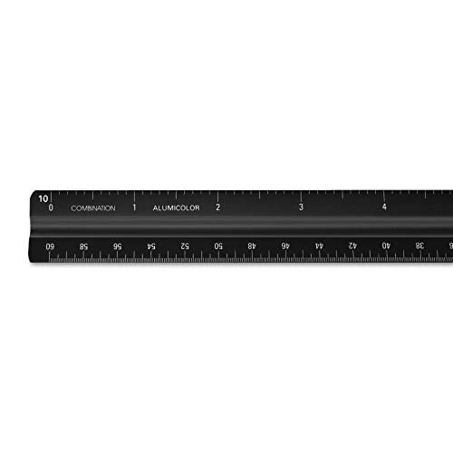 Alumicolor Aluminum Combination Solid Drafting Scale, 12IN, Black - color: Black, size: 12 Inch, style: Combination