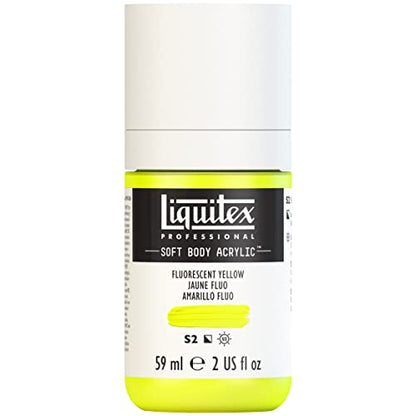Liquitex Soft Body Acrylic Paint, 2-oz Bottle, Fluorescent Yellow | Low Viscosity, Highly Pigmented, Satin Finish, Retains Subtle Brush Strokes, Great Surface Coverage, Highly Versatile - color: Fluorescent Yellow, style: 2-oz Bottle