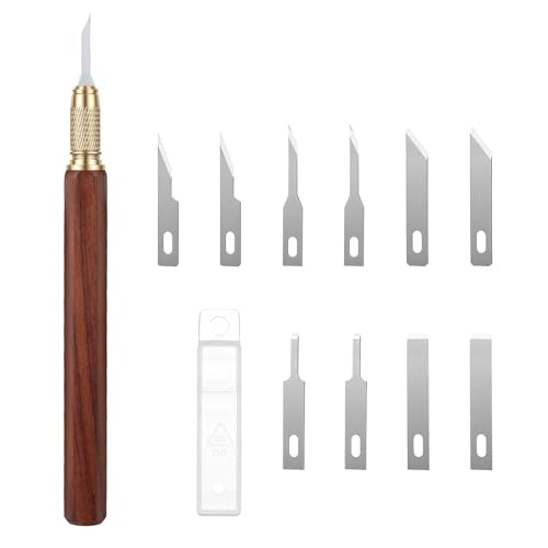 11 PCS Exacto Knifes Set, 1 Craft Knife and 10 SK5 Steel Knife Blades & Storage Case, Exacto Blades Sets for Crafting, Modeling, Pumpkin Carving, DIY Artwork