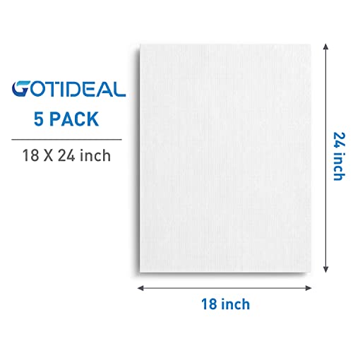 GOTIDEAL Canvases for Painting, 18x24 inch of 5 Pack, 100% Cotton - size: 18"x24"