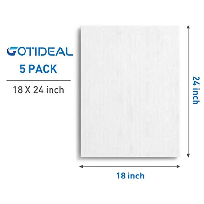 GOTIDEAL Canvases for Painting, 18x24 inch of 5 Pack, 100% Cotton - size: 18"x24"