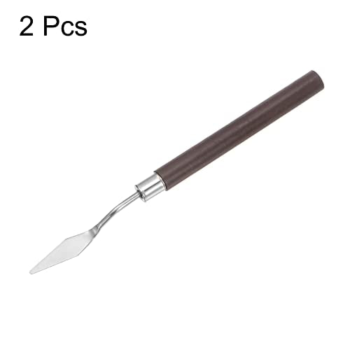 HARFINGTON 2pcs No.7 Palette Knives 10mm Width Stainless Steel Small Pointy Spatula Painting Pallet Knife with Wood Handle for Oil Acrylic Canvas Mixing Spreading, Red - size: 10mm