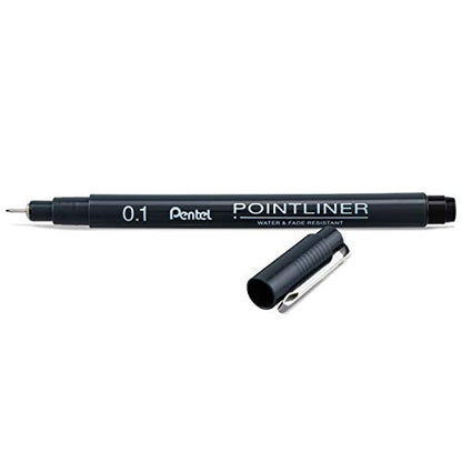 Pentel Arts Pointliner Drawing Pen, 5-Pack, Assorted Sizes, Black Ink (S20PBP5A)