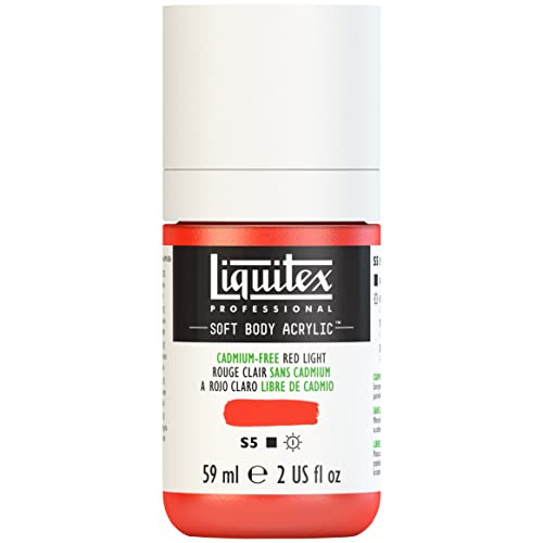 Liquitex Soft Body Acrylic Paint, 2-oz Bottle, Cadmium-Free Red Light | Low Viscosity, Highly Pigmented, Satin Finish, Retains Subtle Brush Strokes, Great Surface Coverage, Highly Versatile - color: Cadmium-free Red Light, style: 2-oz Bottle