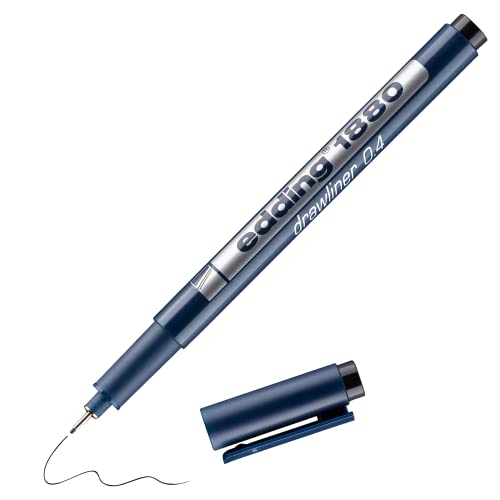 edding 1880 profipen - Black - 1 Pen - line Width 0.45 mm - fineliner Pen for Precise Writing, Sketching and Technical Drawing - fine, Metal-encased Nib - Suitable for use with rulers and Stencils - color: 05: 1 Pen - 0.45mm - Black, size: 1 Count (Pack o