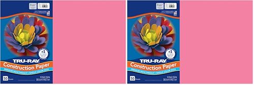 Pacon Tru-Ray Construction Paper, 76 lbs., 12 x 18, Shocking Pink, 50 Sheets/Pack (103045) (Pack of 2) - color: 쇼킹 핑크, size: 12" x 18", style: 50 Count (Pack of 2)
