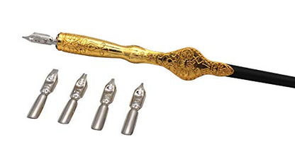 Gullor Calligraphy Pens Set - Dip Pen Handcrafted Calligraphy Set with 18 Nibs, Gold - color: gold