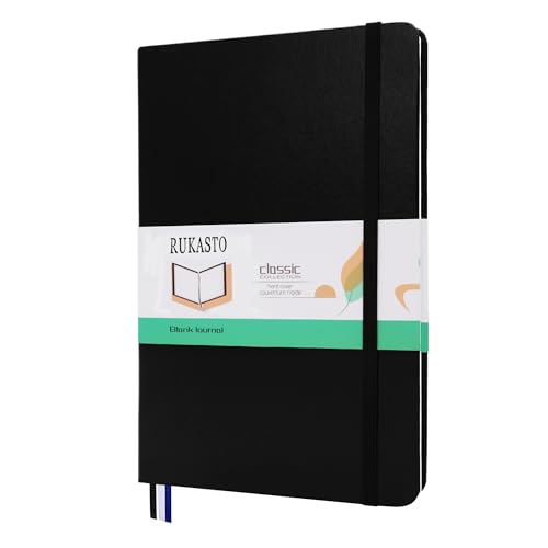 Hardcover Notebook Blank Journal Sketchbook for Drawing, Medium 5.5 by 8.4 Inch, 100 GSM Thick Paper (Black, Plain) - color: Black