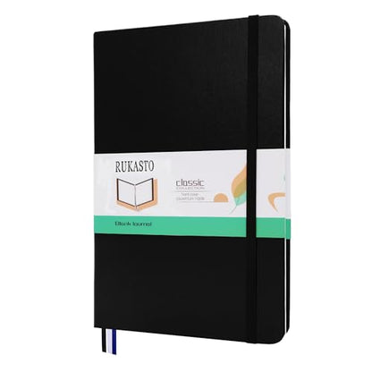 Hardcover Notebook Blank Journal Sketchbook for Drawing, Medium 5.5 by 8.4 Inch, 100 GSM Thick Paper (Black, Plain) - color: Black