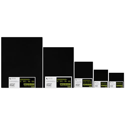 Legion Artist Panel, 1/8" Composite Brushed Aluminum with Stonehenge Aqua Coldpress Black, 100% Cotton, 140lb Paper, 5 x 7 inches for Wet Media - size: 5 x 7