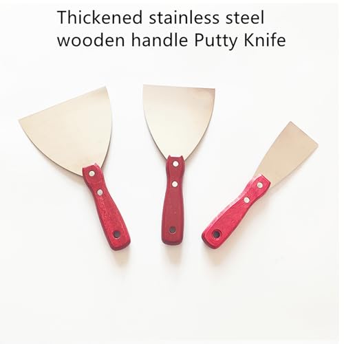 5Pcs 2" Putty Knife Scrapers Stainless steel spatula Tool set，with a comfortable wooden handle，for Scrapering,Drywall Repairs and Spreading，Taping Drywall Wall Painting (2" - 5Pcs) - color: 2" - 5pcs