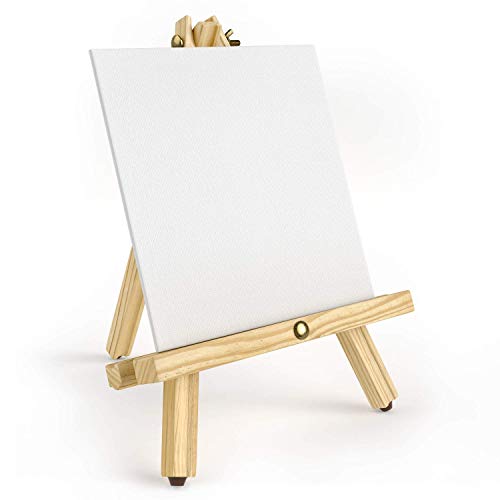 ARTEZA Tripod Easel, Pack of 6, 12 Inches, Natural Pine Wood Finish for Small to Medium Canvases with Non-Slip Legs