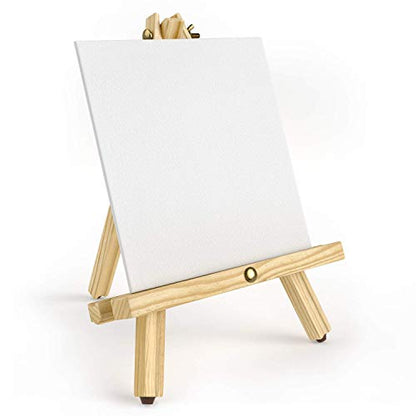 ARTEZA Tripod Easel, Pack of 6, 12 Inches, Natural Pine Wood Finish for Small to Medium Canvases with Non-Slip Legs