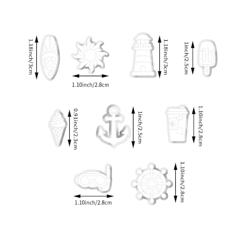 Nautical & Summer Fun Polymer Clay Cutters Set - 9pcs Coastal Shapes Including Lighthouse, Anchor, Ship Wheel, Ice Cream & Sunglasses for DIY Earring Jewelry, Soft Clay Crafts & Scrapbooking - color: Q color