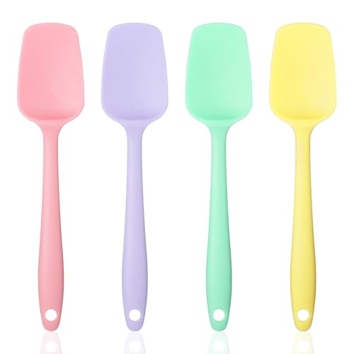 Silicone Spatula Set, 4 Piece Silicone Spoon Spatula Set, Heat Resistant Rubber Spoonula, Food Grade Flexible Small Rubber Spatulas for Baking Mixing Tool, Colorful