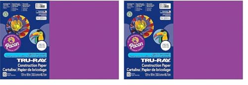 Pacon Tru-Ray Construction Paper, 76 lbs., 12 x 18, Magenta, 50 Sheets/Pack (103032) (Pack of 2) - color: Magenta, size: 12" x 18", style: 50 Count (Pack of 2)