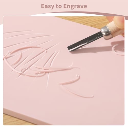 8 Pack Pale Pink Linoleum Blocks 4 x 6 in for Printmaking | Soft Rubber, Easy To Carve, for Stamps, Cards, Bookmarks, Beginner And Pro Use - size: 4"x6"