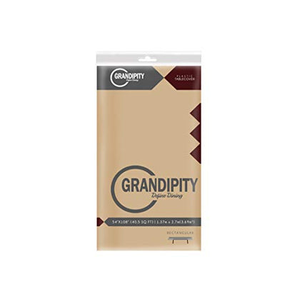 Beige 1 Pack Premium Disposable Plastic Tablecloth 54 Inch. x 108 Inch. Rectangle Table Cover - color: Beige, size: 1 Pack Rectangle