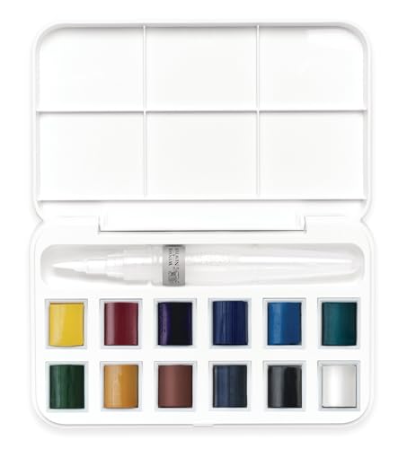 Winsor & Newton Cotman Watercolor Paint Set, 12 HP Water Brush Pocket Set - style: 12 Half Pan Water Brush Set