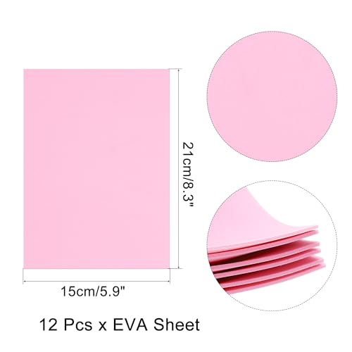 uxcell Pink EVA Foam Sheets, 8.3x5.9in 2mm Thick Handicraft Foam Paper for DIY Craft Projects Art Card Party Decoration, 12 Pcs - color: Pink