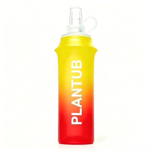 Soft Foldable Water Bottle, TPU, Collapsible Flask for Outdoor Sports, Hiking, Cycling, Running, Without stand up ability, Gradient Blue and Pink - color: yellow red