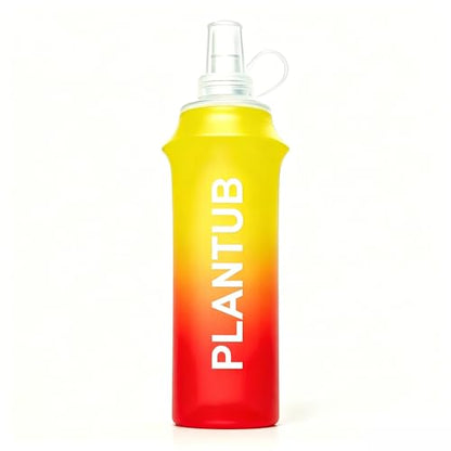 Soft Foldable Water Bottle, TPU, Collapsible Flask for Outdoor Sports, Hiking, Cycling, Running, Without stand up ability, Gradient Blue and Pink - color: yellow red