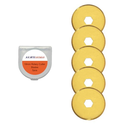18mm Rotary Cutter Blades 5-Pack Replacement Blades Fits Fiskars, OLFA for Quilting Scrapbooking Sewing Arts & Crafts Sharp and Durable Cutter Blade - color: Titanium Plating (18mm 5pcs)