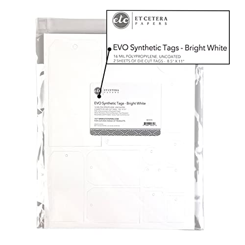 ET Cetera EVO White 8.5 x 11 Inch Tag Sheet - Alcohol Ink Paper - Tear Resistant, Recyclable, Reusable Flexible Wipe Off - 2 Sheets - color: White, size: 8.5 x 11 Inches