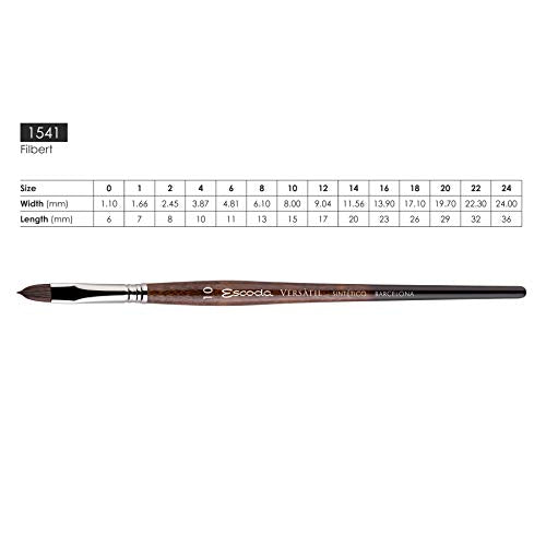 Escoda Versatil 1541 Series Artist Watercolor and Acrylic Paint Brush, Short Handle, Filbert, Size 2 - size: Size 2, style: Filbert