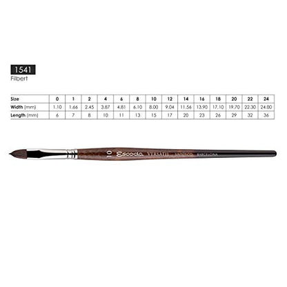Escoda Versatil 1541 Series Artist Watercolor and Acrylic Paint Brush, Short Handle, Filbert, Size 2 - size: Size 2, style: Filbert