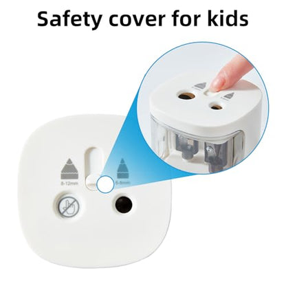tenwin Electric Pencil Sharpener, Dual-Hole Fit for 6-12mm Pencils - color: White