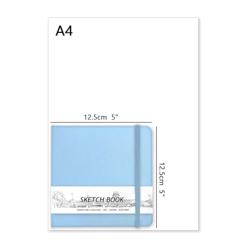 5" x 5" Hardcover Sketch Book,58 Sheets Small Mixed Media Pocket Sketch Pad | PU Cover,150 GSM Acid Free Artist Drawing Paper,Travel Journal Blank Notebook for Adults Sketching,Illustration. - color: 150gsm PU-blue