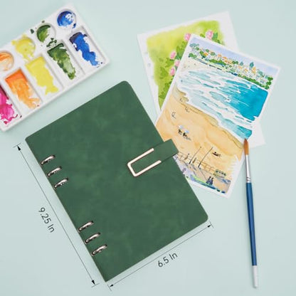 Lightwish Watercolor Sketchbook, 100% Cotton Cold Press Refillable Paper - color: Flat Buckle Green