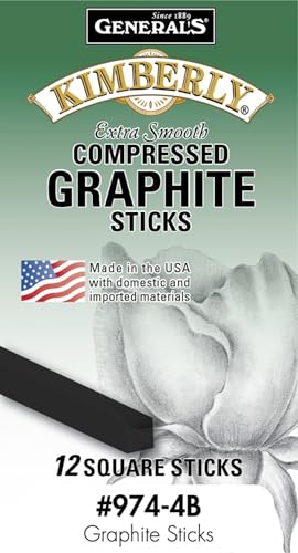 General's Kimberly Compressed Graphite Sticks, 4B Hardness, Black, Pack of 12