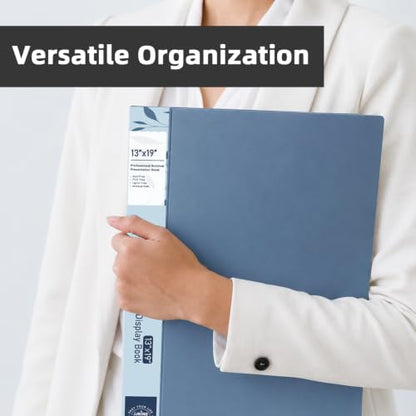 13x19 Blue Art Portfolio Folder Displaying 48 Pages with Plastic Sleeves - color: Blue, size: 13*19