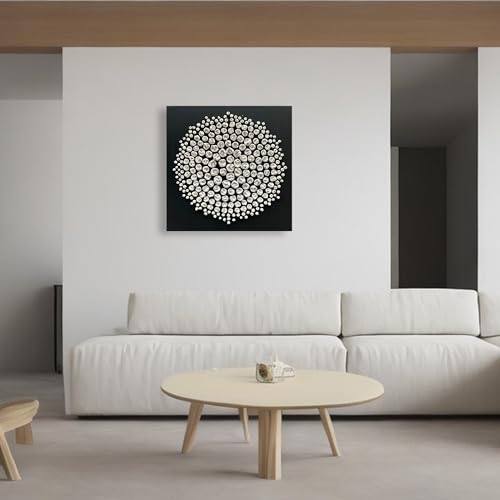 Art Abstract Oil Painting Modern Art Oil on Canvas Wall Art Deco 24x24 inches, Black and White - color: Yi057