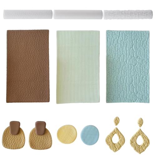 HOBBIESAY 3 PCS Polymer Clay Texture Roller Embossing Pottery Texture Rollers Clay Pottery Textures Rollers for Jewelry Making Embossing Potterys Textures Roller for Jewelry Making - color: White