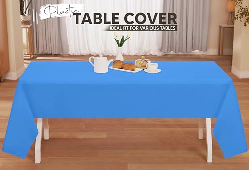 Utopia Kitchen Plastic Table Cloth Disposable [Blue, 6 Pack] | Rectangle Tablecloth Waterproof Stain Resistant Party Table Cover - color: Blue, size: 54X108 Inch - 6PC