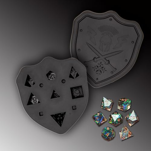 DND Dice Mold for Resin Casting, Sharp Edge D&D Silicone Dice Molds with Dice Making Kit, Personalized Silicone DND Dice Molds for DIY Crafting of 7 Standard Polyhedra - Black - color: Black